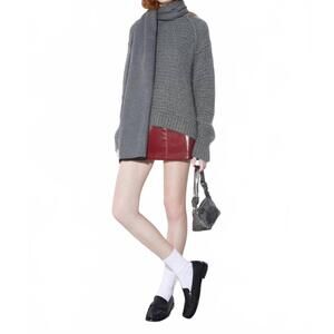 NEW MAX&MOI t-neck lurex jumper top in light grey